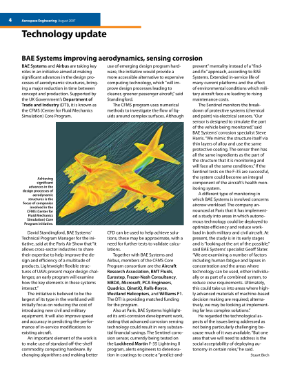 77501467-aerospace-engineering-august-2007-technology-update-bae-systems-improving-aerodynamics-sensing-corrosion-bae-systems-and-airbus-are-taking-key-roles-in-an-initiative-aimed-at-making-significant-advances-in-the-design-processes-of-sae