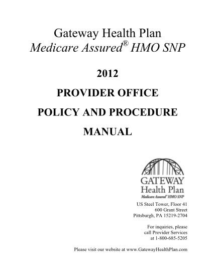 7770235-fillable-gateway-health-plan-policy-and-procedure-manual-form