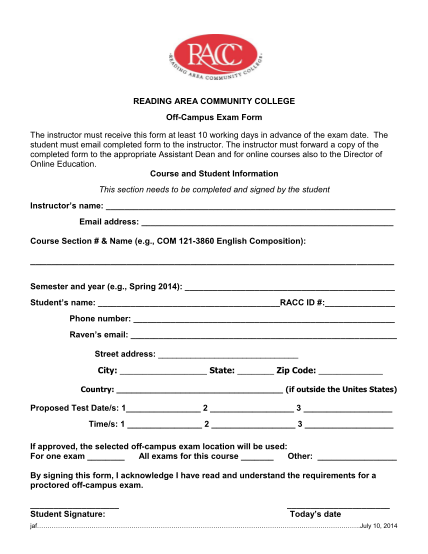 78015987-fillable-raeding-area-community-college-test-proctor-form-racc