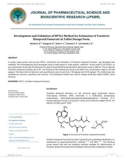 78027549-development-and-validation-of-hptlc-method-for-estimation-of-disoproxil-fumarate-in-tablet-dosage-form-pharmaceutical-analysis-jpsbr