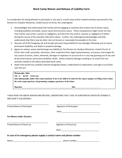 20 church activity waiver form page 2 - Free to Edit, Download & Print ...