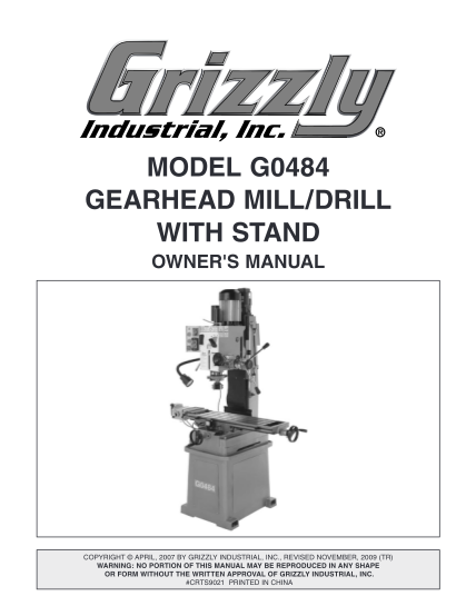 78339889-model-g0484-gearhead-milldrill-with-stand-grizzly-industrial-inc