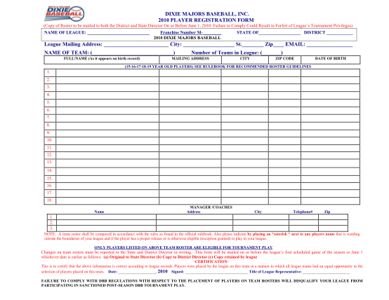 23 Baseball Roster Template page 2 - Free to Edit, Download & Print