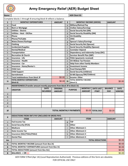 Army Financial Planning Worksheet - Worksheets For Kindergarten