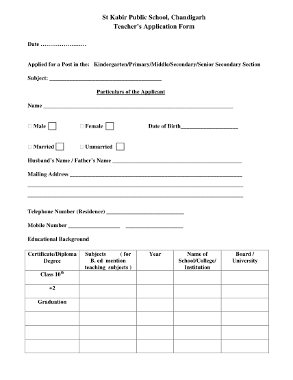 80744092-st-kabir-public-school-chandigarh-teacher-s-application-form-date-applied-for-a-post-in-the-kindergartenprimarymiddlesecondarysenior-secondary-section-subject-particulars-of-the-applicant-name