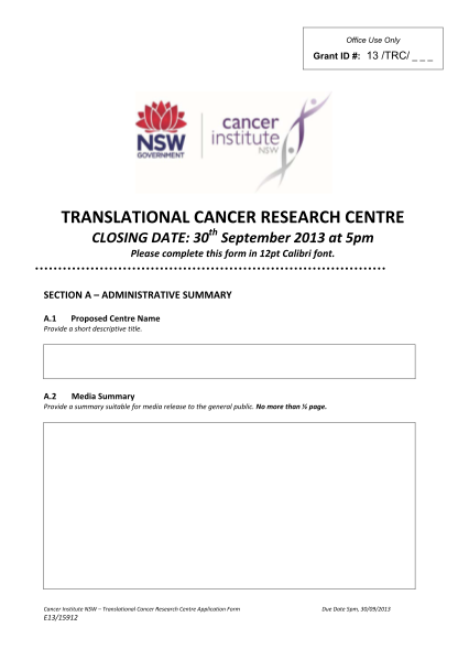 81291034-trc-2013-application-form-cancer-institute-nsw-cancerinstitute-org