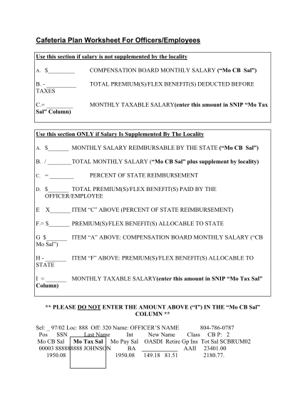 8142302-cafeteria-plan-worksheet-for-officersemployees-compensation-scb-virginia