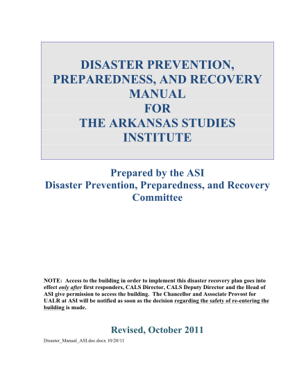 8213181-disaster-recovery-plan-university-of-arkansas-at-little-rock-ualr