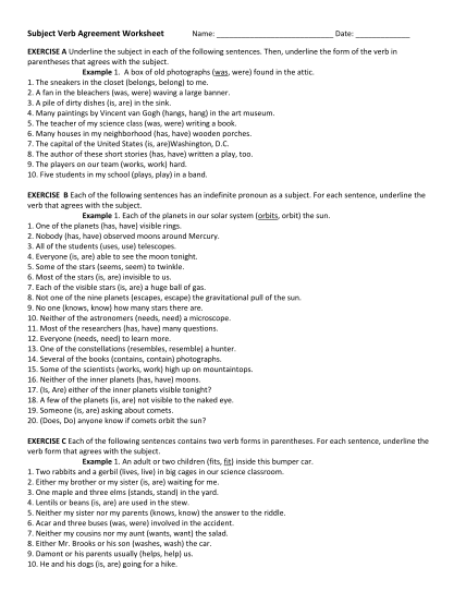 17 subject verb agreement worksheet pdf - Free to Edit, Download ...