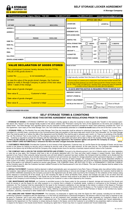 17 public storage rental agreement page 2 Free to Edit Download