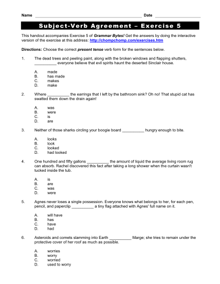 62 subject verb agreement worksheets page 5 free to edit download print cocodoc