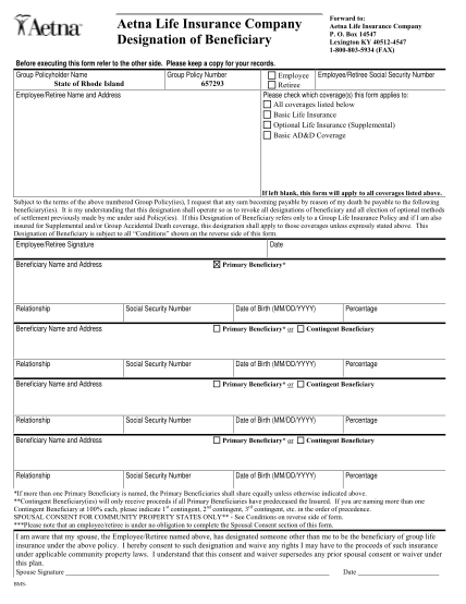 83896-fillable-aetna-life-insurance-company-change-of-beneficiary-form-ersri