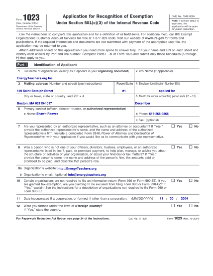 8403181-form-1023-rev-10-2004-application-for-recognition-of-exemption-under-section-501c3-of-the-internal-revenue-code