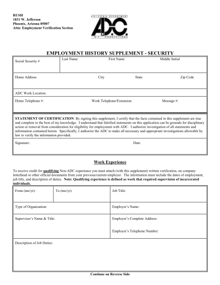 8427169-fillable-adc-employment-history-supplement-security-form-azcorrections