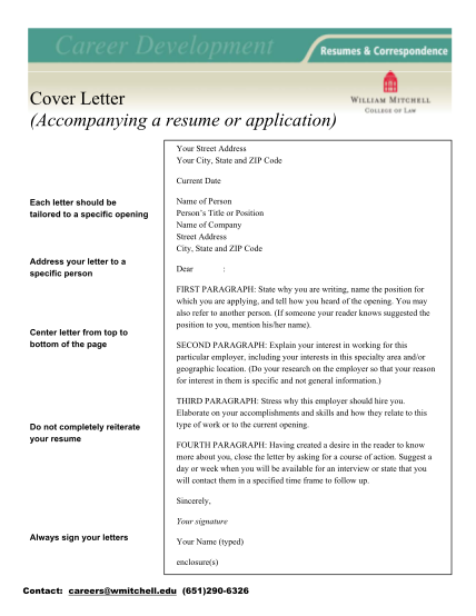 cover letter accompanying resume