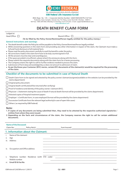 84505655-death-benefit-claim-form-pdf-idbi-federal-life-insurance