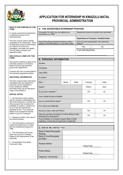 84539357-fillable-application-for-internship-in-kzn-provincial-administration-forms