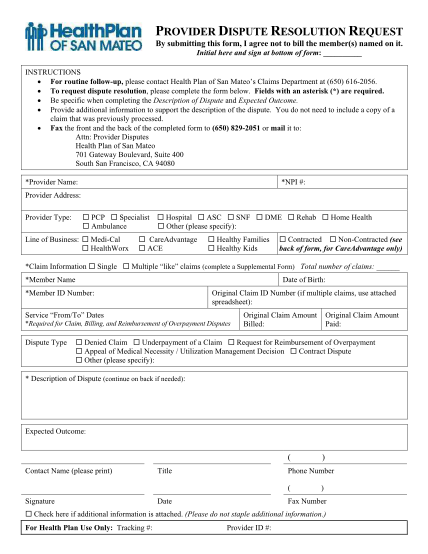 8470886-provider-dispute-resolution-request-form-the-health-plan-of-san-hpsm