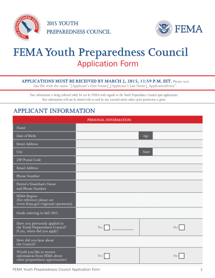 85094550-2015-fema-youth-preparedness-council-application-form-fema