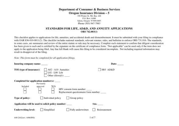85115677-form-2442-standards-for-life-adampd-and-annuity-applications-form-440-2442-rates-amp-forms-filing-requirements-form-2442-standards-for-life-adampd-and-annuity-applications-rev-606-oregon