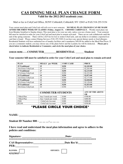 8521142-fillable-suny-cobleskill-meal-plans-form