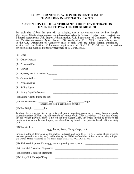 85478948-f09-form-for-notification-of-intent-to-ship-tomatoes-in-sp