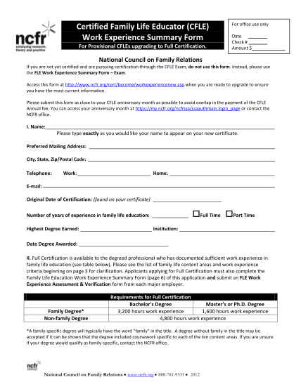 8563265-fle-work-experience-summary-form-upgrade-national-council-ncfr