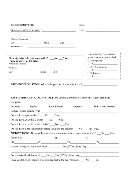 20 patient history form pdf - Free to Edit, Download & Print | CocoDoc