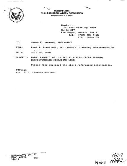 88078380-nnwsi-project-qa-limited-stop-work-order-issued-correspondence-regarding-usgs-pbadupws-nrc