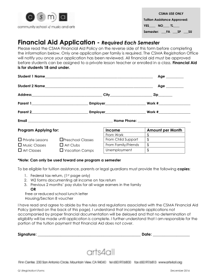 88206192-csma-use-only-tuition-assistance-approved-yes-no-semester-fa-sp-su-financial-aid-application-required-each-semester-please-read-the-csma-financial-aid-policy-on-the-reverse-side-of-this-form-before-completing-the-information-below