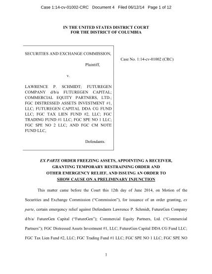 88248627-case-114-cv-01002-crc-document-4-filed-061214-page-1-of-12-in-the-united-states-district-court-for-the-district-of-columbia-securities-and-exchange-commission-case-no