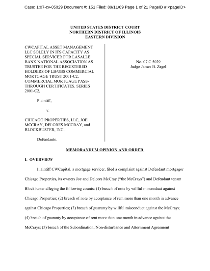 88320992-case-107-cv-05029-document-151-filed-091109-page-1-of-21-pageid-united-states-district-court-northern-district-of-illinois-eastern-division-cwcapital-asset-management-llc-solely-in-its-capacity-as-special-servicer-for-lasalle
