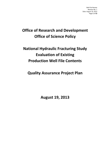 89141855-quality-assurance-project-plan-office-of-research-and-development-office-of-science-policy-national-hydraulic-fracturing-study-evaluation-of-existing-production-well-file-contents-quality-assurance-project-plan-office-of-research-and