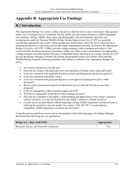 8916500-appendix-b-appropriate-use-findings-us-fish-and-wildlife-service-fws