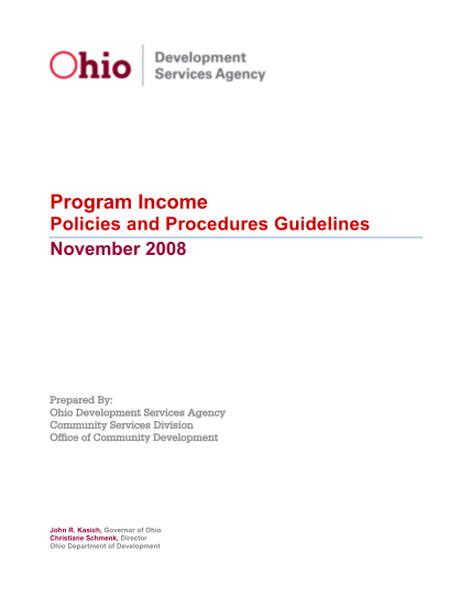 8923804-program-income-policies-and-procedures-ohio-department-of-development-ohio