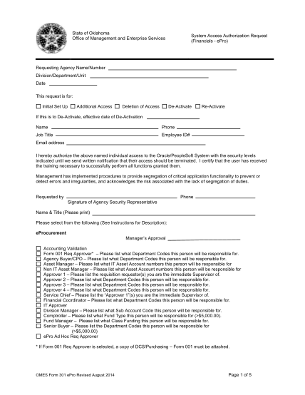 90952517-form-301-epro-system-access-authorization-request-form-used-to-request-access-to-the-eprocurement-system-of-the-office-of-management-and-enterprise-services-ok