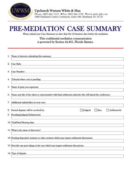 91172454-pre-mediation-case-summary-template-upchurch-watson-white