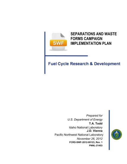 91194545-separations-and-waste-forms-campaign-implementation-plan-pnnl