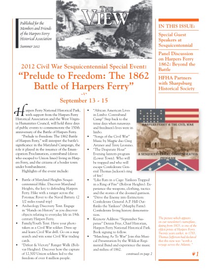 94537976-published-for-the-members-and-friends-of-the-harpers-ferry-historical-association-summer-2012-in-this-issue-special-guest-speakers-at-sesquicentennial-2012-civil-war-sesquicentennial-special-event-prelude-to-dom-the-1862-battle-of