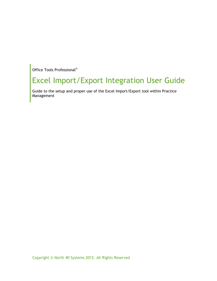 94605642-excel-importexport-integration-user-guide-guide-to-the-setup-and-proper-use-of-the-excel-importexport-tool-within-practice-management