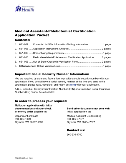 95091020-medical-assistant-phlebotomist-certification-application-packet-this-application-packet-provides-the-information-and-forms-to-obtain-a-medical-assistant-phlebotomist-certification-in-washington-state-doh-wa