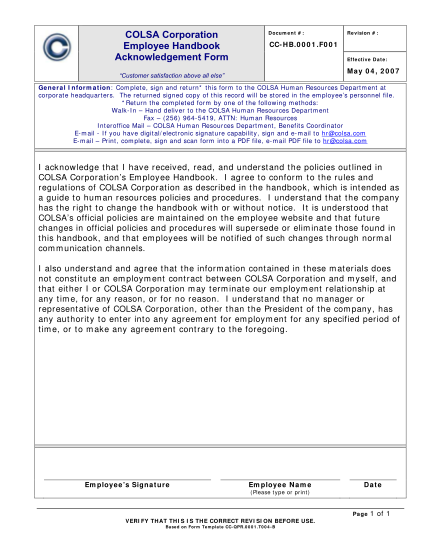 97115305-employee-handbook-acknowledgment-form-colsa-corporation