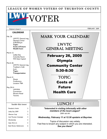 97672076-league-of-women-voters-of-thurston-county-l-e-a-gu-e-o-f-w-o-m-e-n-v-o-t-e-r-s-o-f-t-hu-r-s-t-o-n-c-ou-n-t-y-voter-voter-february-2009-volume-3-issue-3-calendar-feb-lwvthurston