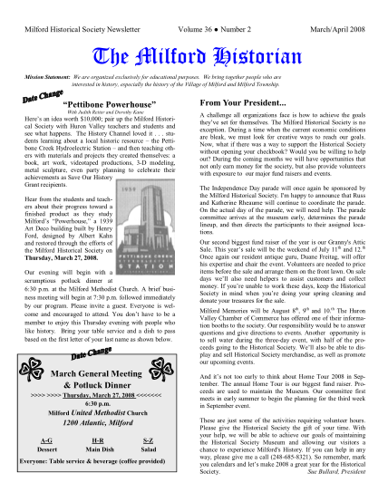 97939949-milford-historical-society-newsletter-volume-36-number-2-marchapril-2008-the-milford-historian-mission-statement-we-are-organized-exclusively-for-educational-purposes-milfordhistory