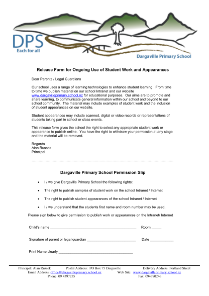 98756966-release-form-for-ongoing-use-of-student-work-and-dargavilleprimary-school