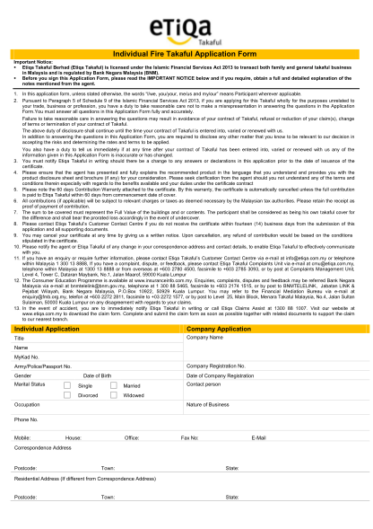 98831131-individual-fire-takaful-application-form-etiqa-insurance-amp-takaful