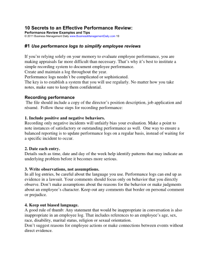 10 Employee Performance Evaluation Examples Free To Edit Download 2450