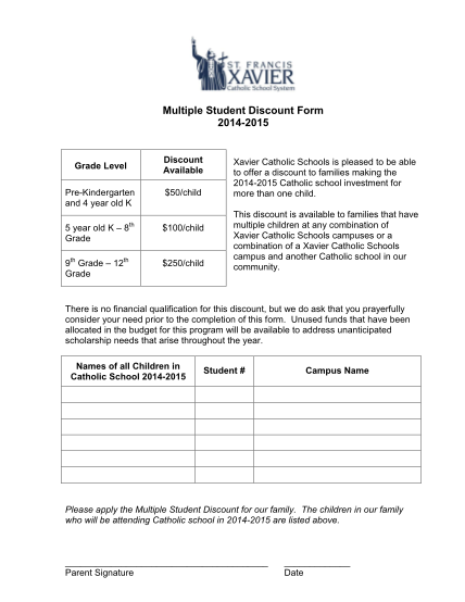 99006342-multiple-student-discount-form-2014-2015-xaviercatholicschools