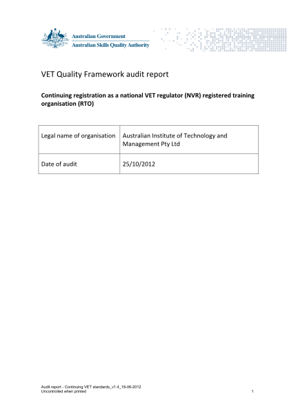 99013143-audit-report-continuing-vet-standards-australian-institute-of-aitm-edu