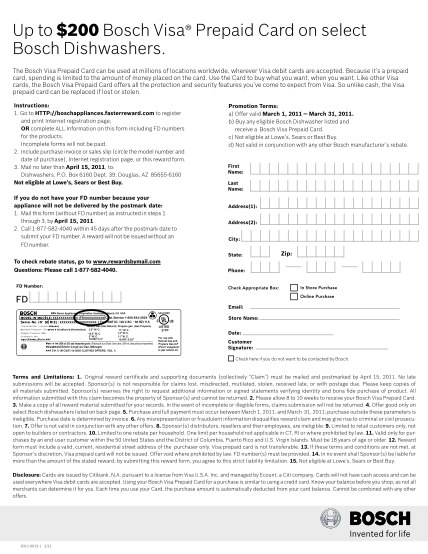 Bosch Dishwasher Rebate Form